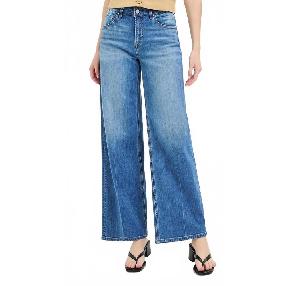 NEW RISEN high rise slouchy wide baggy full length jeans in medium wash - Picture 5 of 5